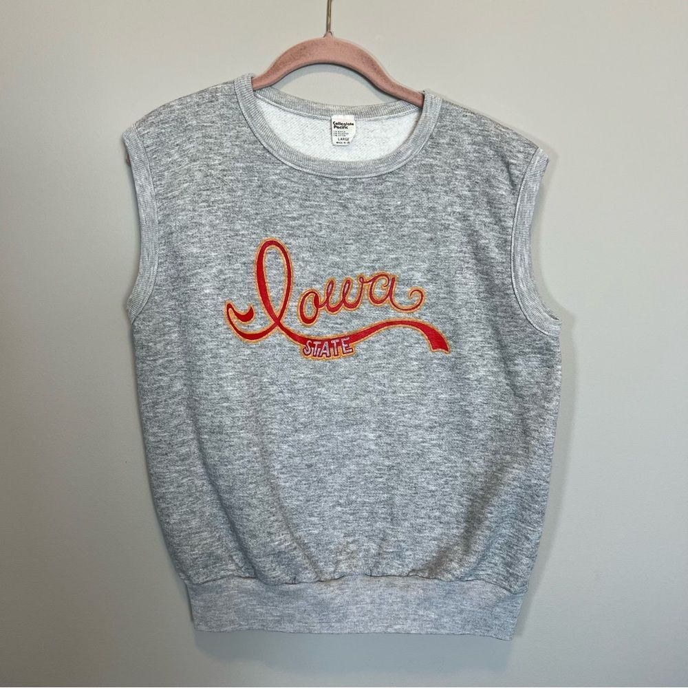 Vintage Collegiate Pacific Gray Iowa State Sweatshirt Vest Large